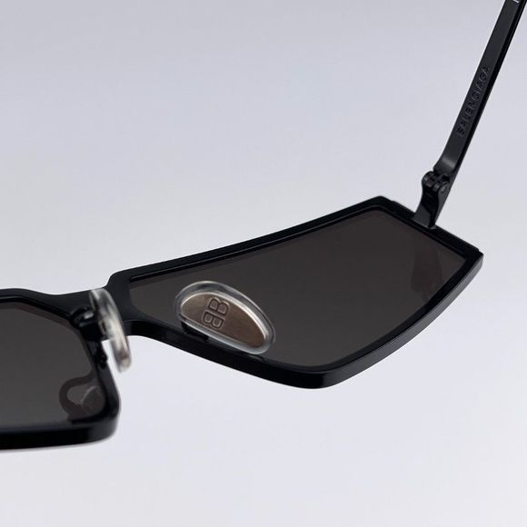 Balenciaga BB0192S 001 Sunglasses Black Shiny Rectangle Unisex